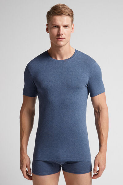 Intimissimi T-shirt in Cotone Superior Elasticizzato Uomo Blu Taglia L