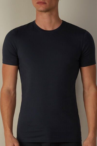 Intimissimi T-shirt in Cotone Superior Elasticizzato Uomo Blu Taglia M
