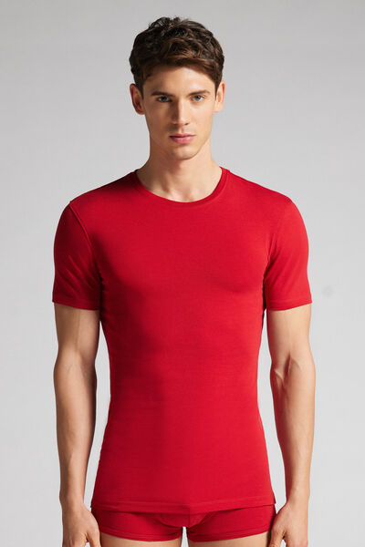 Intimissimi T-shirt in Cotone Superior Elasticizzato Uomo Rosso Taglia M