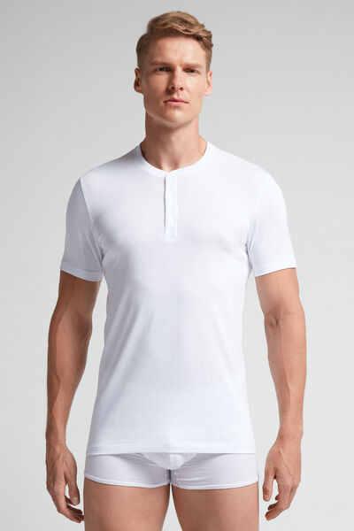 Intimissimi T-shirt a Serafino in Cotone Superior Uomo Bianco Taglia L