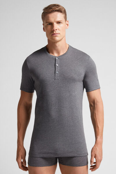 Intimissimi T-shirt a Serafino in Cotone Superior Uomo Grigio Scuro Taglia XL