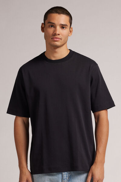 Intimissimi T-shirt Over in Cotone Interlock Uomo Nero Taglia S