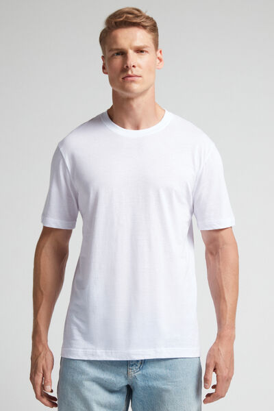 Intimissimi T-Shirt Regular Fit in Cotone Superior Extrafine Uomo Bianco Taglia L