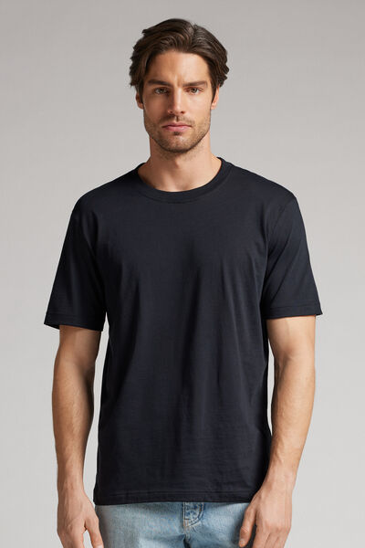 Intimissimi T-Shirt Regular Fit in Cotone Superior Extrafine Uomo Nero Taglia S