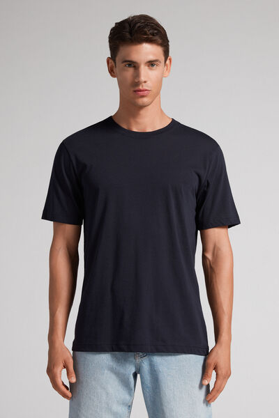 Intimissimi T-Shirt Regular Fit in Cotone Superior Extrafine Uomo Blu Taglia L