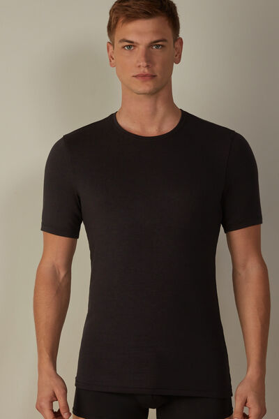 Intimissimi T-shirt in Modal Cashmere Uomo Nero Taglia M