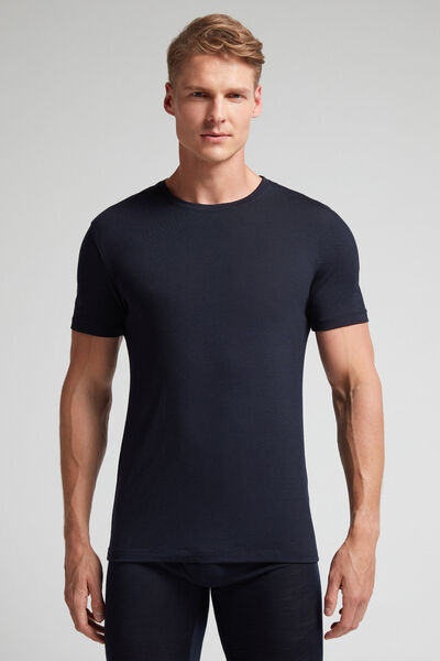 Intimissimi T-shirt in Lana Merino Elasticizzata Uomo Blu Taglia S