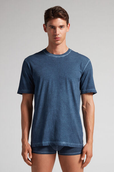 Intimissimi Maglia Manica Corta in Cotone Washed Collection Uomo Blu Taglia L