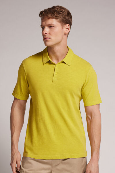 Intimissimi Polo Manica Corta Washed Collection in Cotone Fiammato Uomo Giallo Taglia L