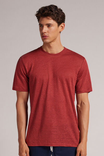 Intimissimi T-shirt in Lino Uomo Rosso Taglia M