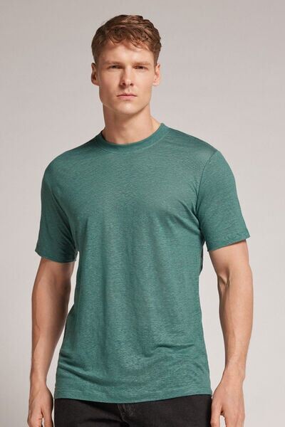 Intimissimi T-shirt in Lino Uomo Verde Taglia M