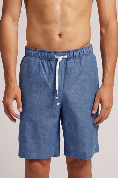 Intimissimi Pantalone Corto in Lino e Cotone Uomo Azzurro Taglia XL
