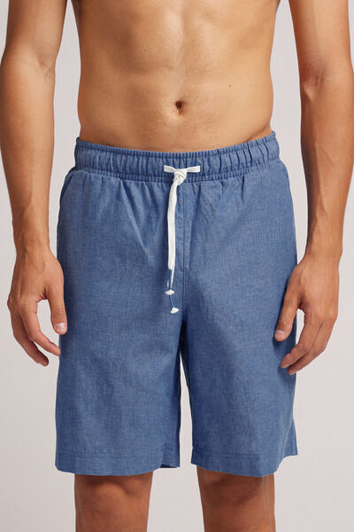 Intimissimi Pantalone Corto in Lino e Cotone Uomo Azzurro Taglia XXL