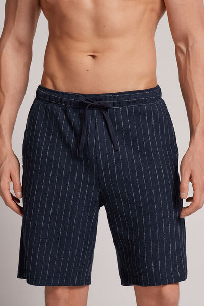 Intimissimi Pantalone Corto in Felpa a Righe Verticali Uomo Blu Taglia S