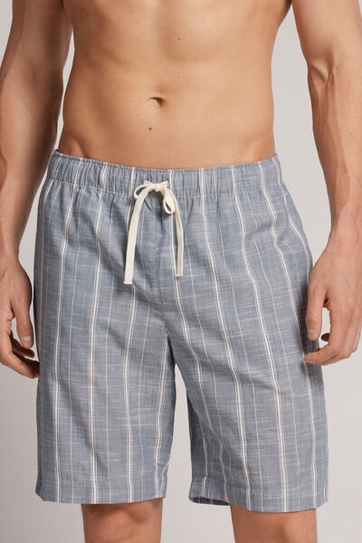 Intimissimi Pantalone Corto in Tela a Righe Uomo Blu Taglia XL