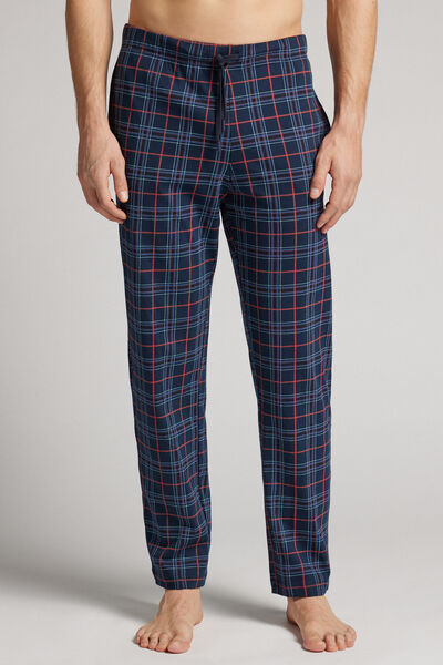 Intimissimi Pantalone Lungo Stampa Tartan Blu/Mattone in Cotone Uomo Blu Taglia S