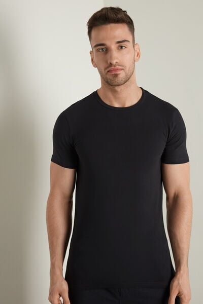 Tezenis T-Shirt in Cotone Elasticizzato Uomo Nero Tamaño XL