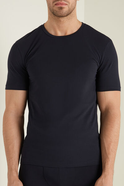 Tezenis T-Shirt in Cotone Elasticizzato Uomo Blu Tamaño S