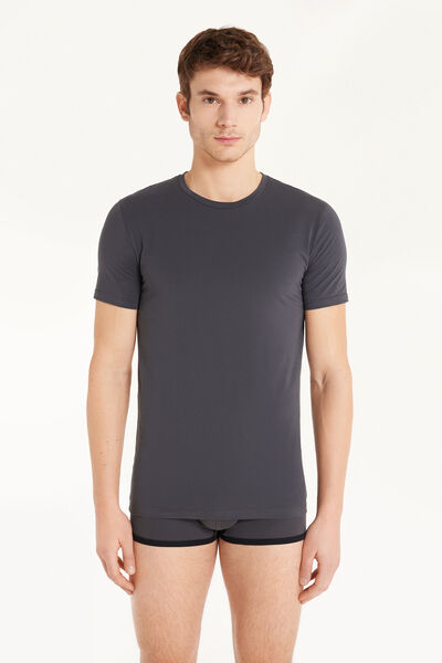 Tezenis T-Shirt in Cotone Elasticizzato Uomo Grigio Scuro Tamaño XL