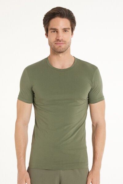 Tezenis T-Shirt in Cotone Elasticizzato Uomo Verde Tamaño L
