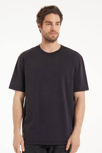 Tezenis T-Shirt Girocollo in Cotone Delavé Uomo Nero Tamaño XL