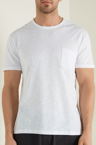 Tezenis T-shirt in Cotone con Taschino Uomo Bianco Tamaño L