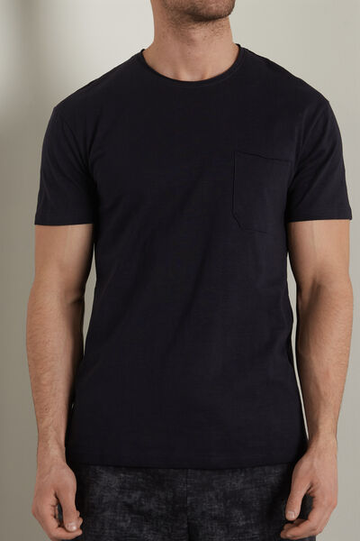 Tezenis T-shirt in Cotone con Taschino Uomo Blu Tamaño S