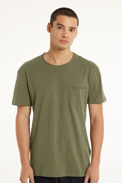 Tezenis T-shirt in Cotone con Taschino Uomo Verde Tamaño M