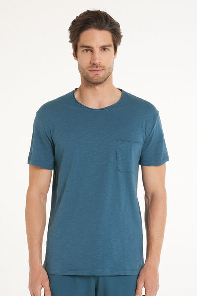 Tezenis T-shirt in Cotone con Taschino Uomo Blu Tamaño XXL