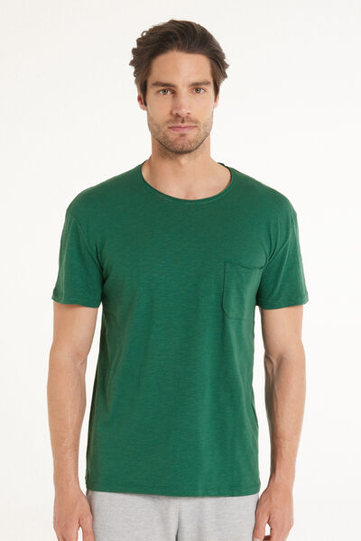 Tezenis T-shirt in Cotone con Taschino Uomo Verde Tamaño L