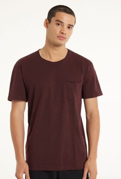 Tezenis T-shirt in Cotone con Taschino Uomo Marrone Tamaño S