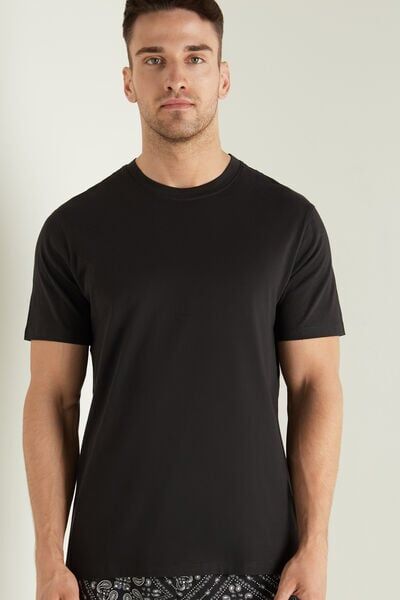 Tezenis T-shirt Basic Ampia in Cotone Uomo Nero Tamaño S