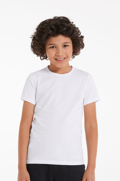 Tezenis T-Shirt Basic Girocollo in Cotone Elasticizzato Bimbi Unisex Unisex Bianco Tamaño 2-3