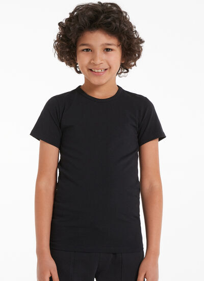 Tezenis T-Shirt Basic Girocollo in Cotone Elasticizzato Bimbi Unisex Unisex Nero Tamaño 2-3