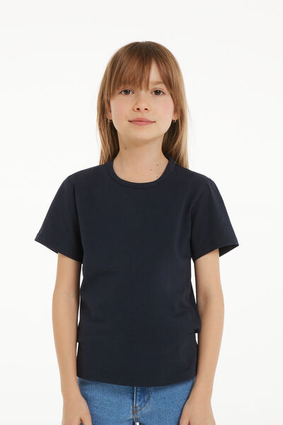 Tezenis T-Shirt Basic Girocollo in Cotone Elasticizzato Bimbi Unisex Unisex Blu Tamaño 10-11