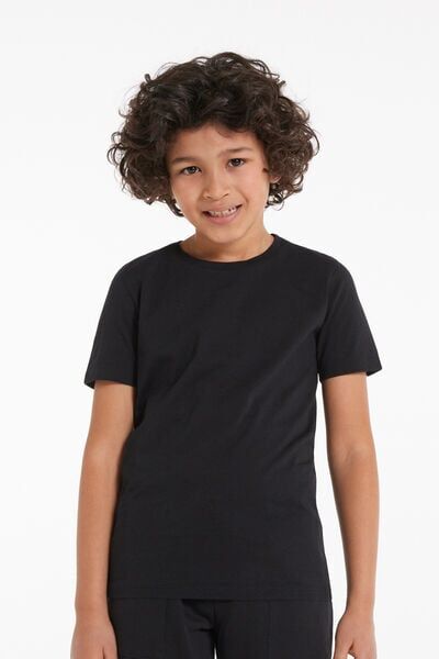 Tezenis T-Shirt Basic Girocollo in 100% Cotone Bimbi Unisex Unisex Nero Tamaño 12-13