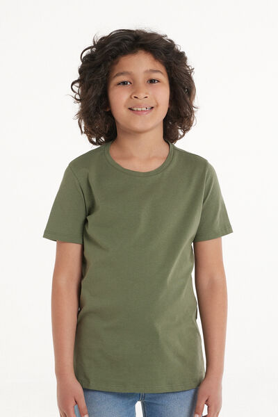 Tezenis T-Shirt Basic Girocollo in 100% Cotone Bimbi Unisex Unisex Verde Tamaño 8-9