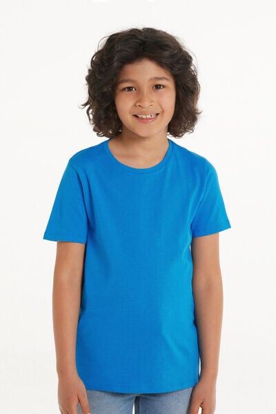 Tezenis T-Shirt Basic Girocollo in 100% Cotone Bimbi Unisex Unisex Blu Tamaño 4-5