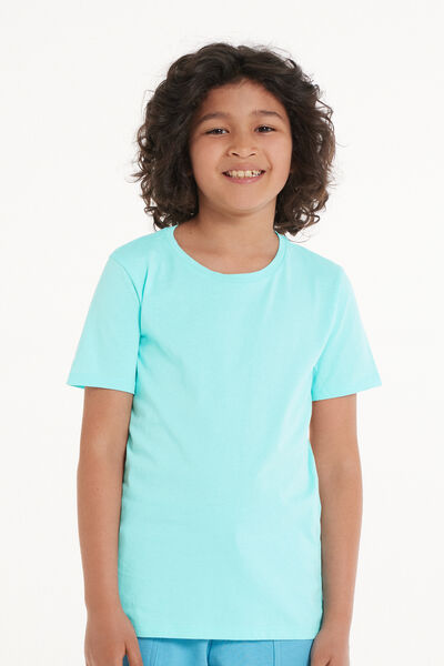 Tezenis T-Shirt Basic Girocollo in 100% Cotone Bimbi Unisex Unisex Azzurro Tamaño 2-3