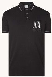 Armani Exchange Regular fit polo van piqué katoen met logo - Zwart