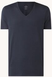 Armani Exchange T-shirt van pima katoen met V-hals - Donkerblauw