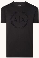 Armani Exchange T-shirt met flock logoprint - Zwart