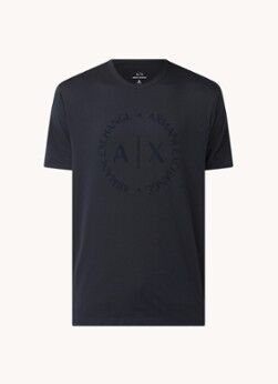 Armani Exchange T-shirt met flock logoprint - Donkerblauw