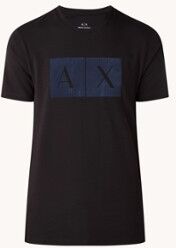 Armani Exchange T-shirt met flock logoprint - Zwart