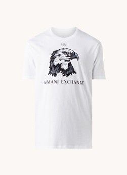 Armani Exchange T-shirt met logoprint en borduring - Wit