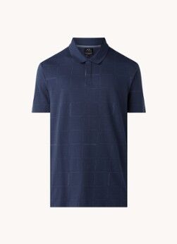 Armani Exchange Regular fit polo van piqué katoen met ruitdessin - Donkerblauw