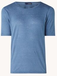 Lardini T-shirt van linnen met stretch - Blauw