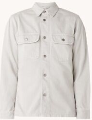 MANGO John overshirt van denim met klepzakken - Lichtgrijs