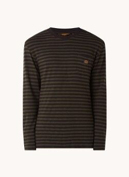 Superdry Longsleeve met streepprint en borstzak - Bronsgroen