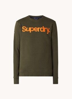Superdry Sweater met logoborduring - Bronsgroen